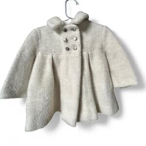 Antique 1940s ivory faux fur coat for toddler girl 18m - 2t